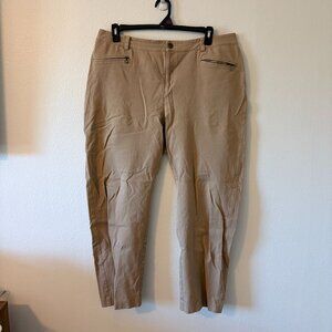 Ralph Lauren 16W Khaki Pants Stirrup Zipper Pulls Plus Size Chic